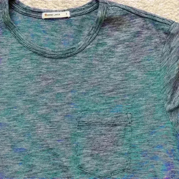 Marine Layer Signature Crew Tee in Indigo Space Dye Stripe - Picture 3 of 5